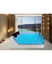 Vasca da bagno idromassaggio in vetro due posti full optional riscaldata 180x90cm Sicorage Traxy Sx