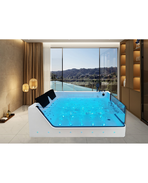 Vasca da bagno idromassaggio in vetro due posti full optional riscaldata 180x90cm Sicorage Traxy Sx