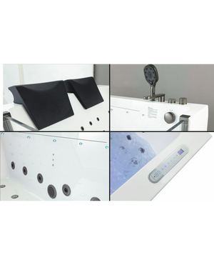 Vasca da bagno idromassaggio in vetro due posti full optional riscaldata 180x90cm Sicorage Traxy Sx