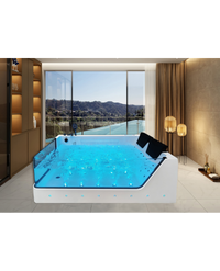 Vasca da bagno idromassaggio in vetro due posti full optional riscaldata 180x90cm Sicorage Traxy Sx