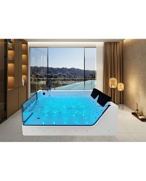 Vasca da bagno idromassaggio in vetro due posti full optional riscaldata 180x90cm Sicorage Traxy Sx