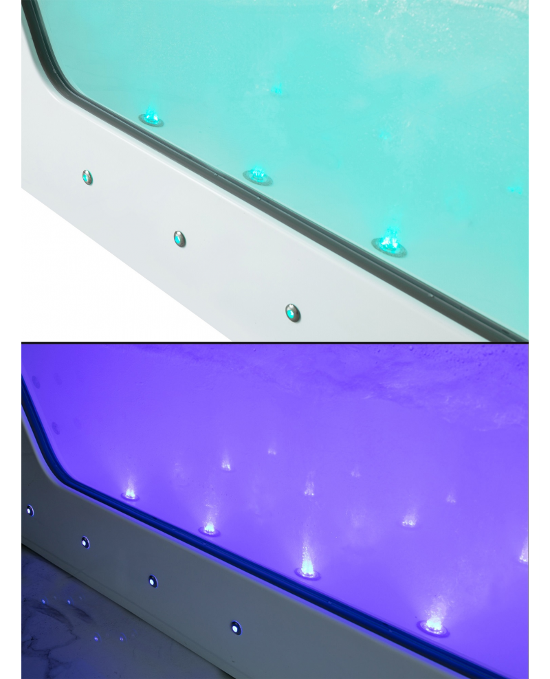 Vasca da bagno idromassaggio in vetro due posti full optional riscaldata 180x90cm Sicorage Traxy Sx