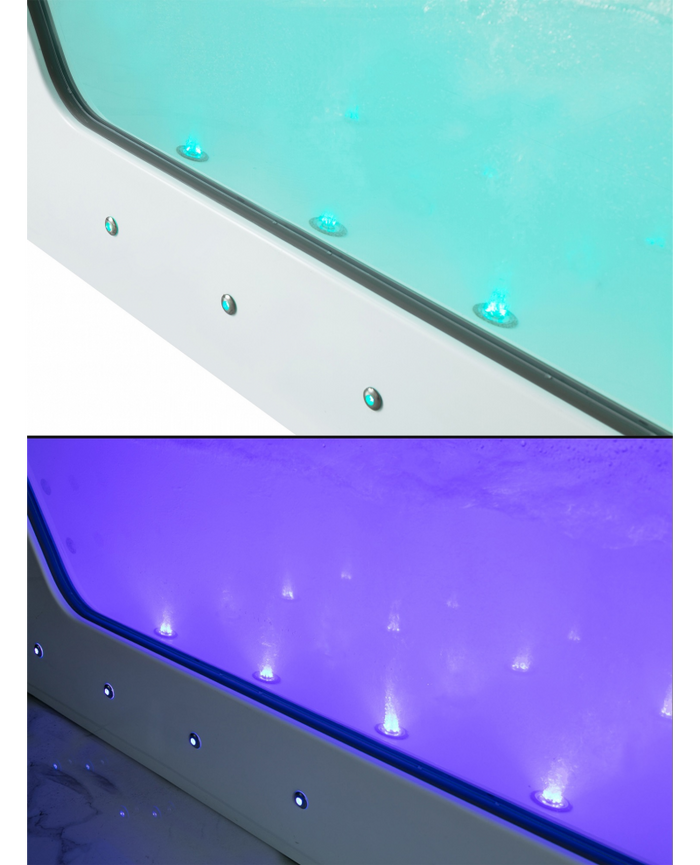 Vasca da bagno idromassaggio in vetro due posti full optional riscaldata 180x90cm Sicorage Traxy Sx