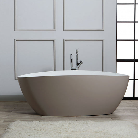 Vasca da bagno moderna freestandig in marmo resina a barca bianca beige 157cm Badok Moray