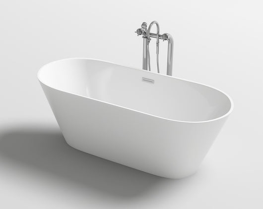 Vasca freestanding centro stanza in acrilico con troppo pieno,170x80x58cm moderna Relpunt Stos