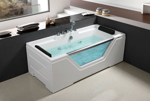 Vasca idromassaggio 170x80cm con vetro frontale riscaldatore e airbubble Sicorage Oblega