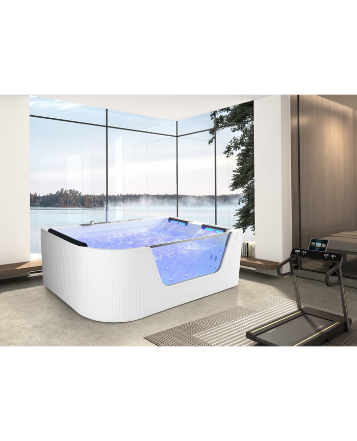 Vasca idromassaggio Cascate Led Riscaldatore 185x130cm 4 Posti Full Sicorage Tonyx