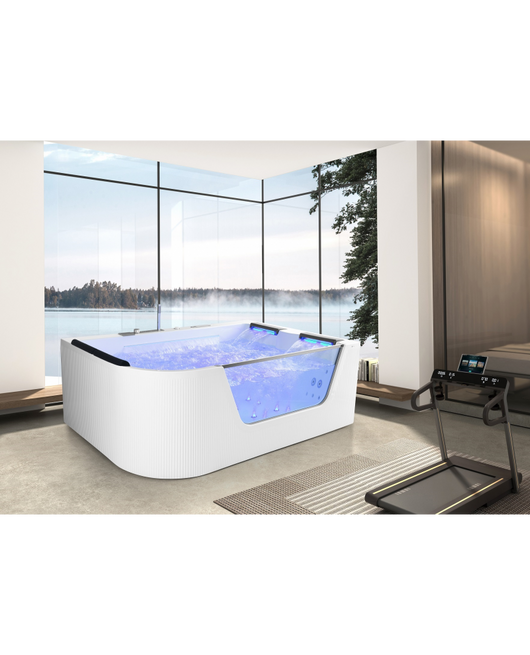 Vasca idromassaggio Cascate Led Riscaldatore 185x130cm 4 Posti Full Sicorage Tonyx