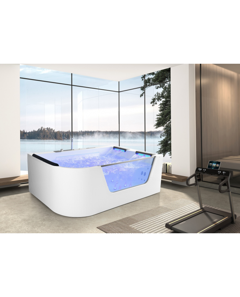 Vasca idromassaggio Cascate Led Riscaldatore 185x130cm 4 Posti Full Sicorage Tonyx