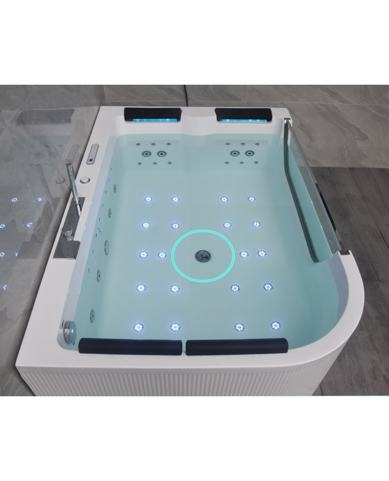 Vasca idromassaggio Cascate Led Riscaldatore 185x130cm 4 Posti Full Sicorage Tonyx