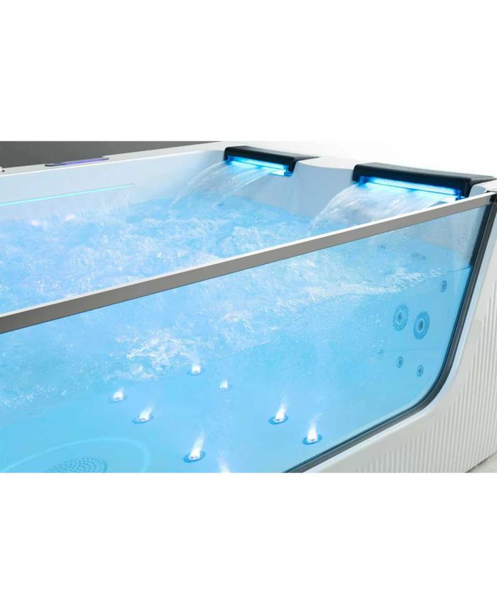 Vasca idromassaggio Cascate Led Riscaldatore 185x130cm 4 Posti Full Sicorage Tonyx