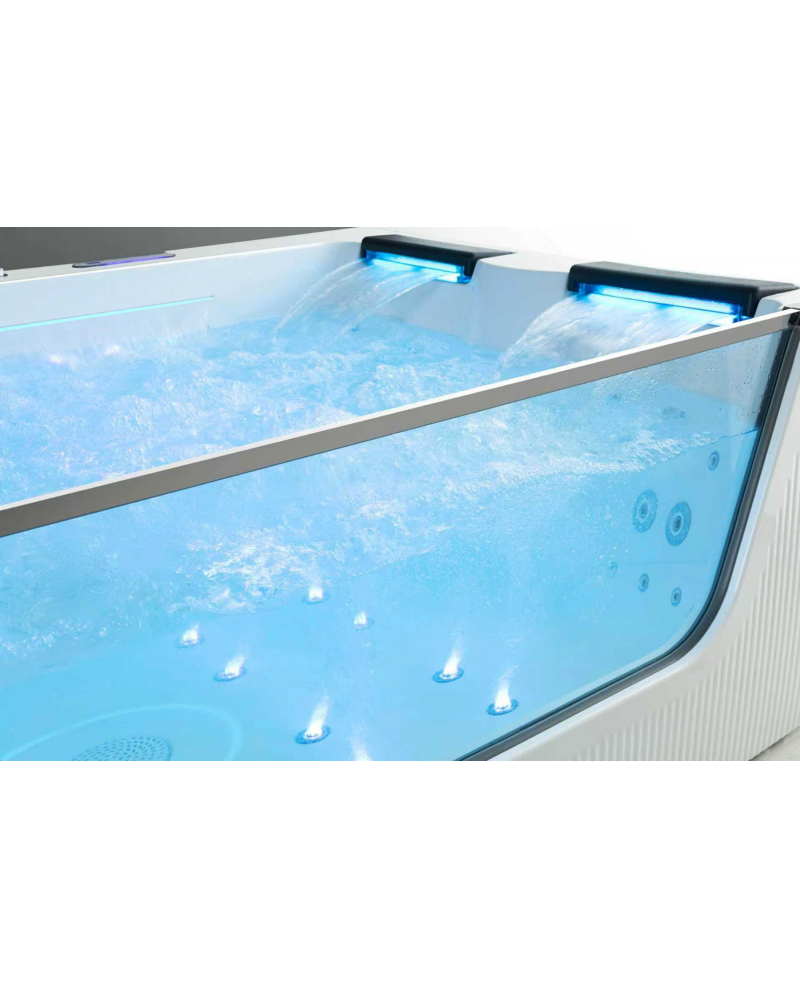 Vasca idromassaggio Cascate Led Riscaldatore 185x130cm 4 Posti Full Sicorage Tonyx