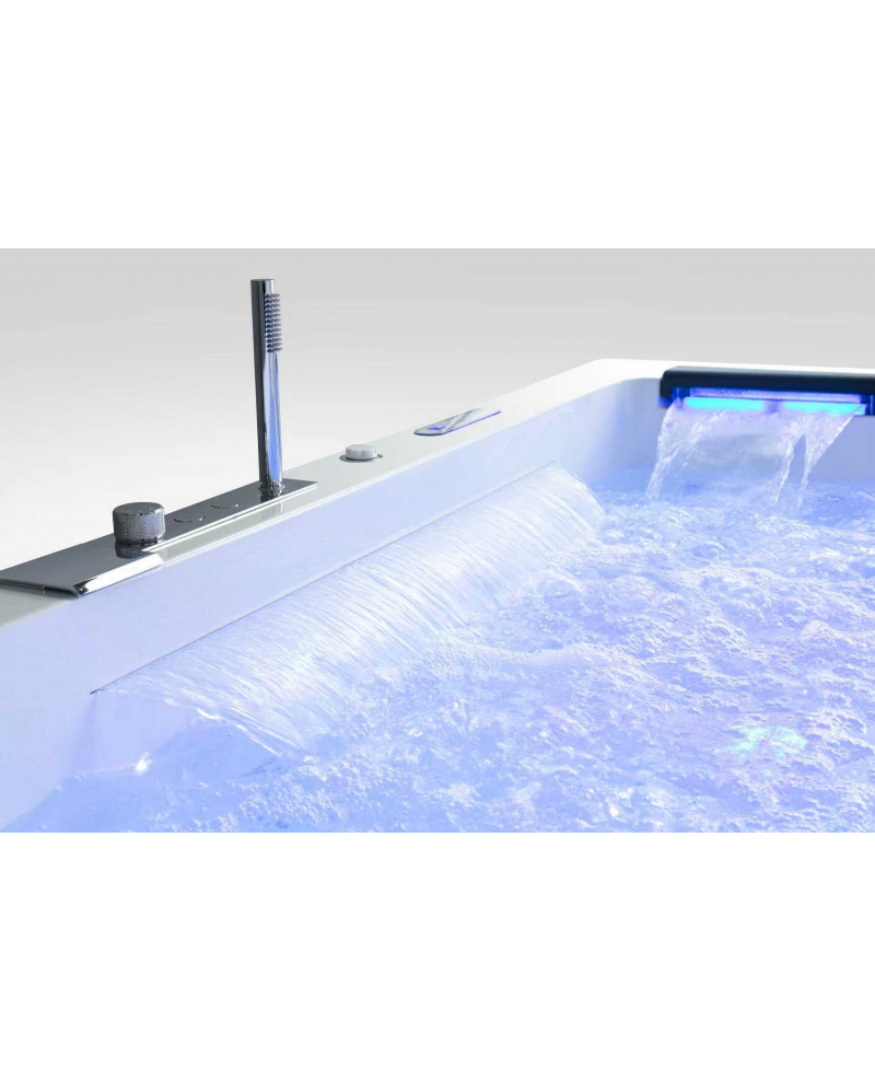 Vasca idromassaggio Cascate Led Riscaldatore 185x130cm 4 Posti Full Sicorage Tonyx