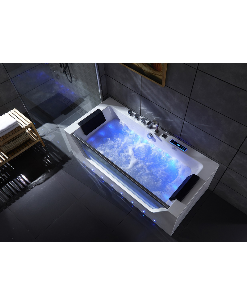 Vasca idromassaggio ful optional led ozono, riscaldatore 170x80x61cm Sicorage Airla
