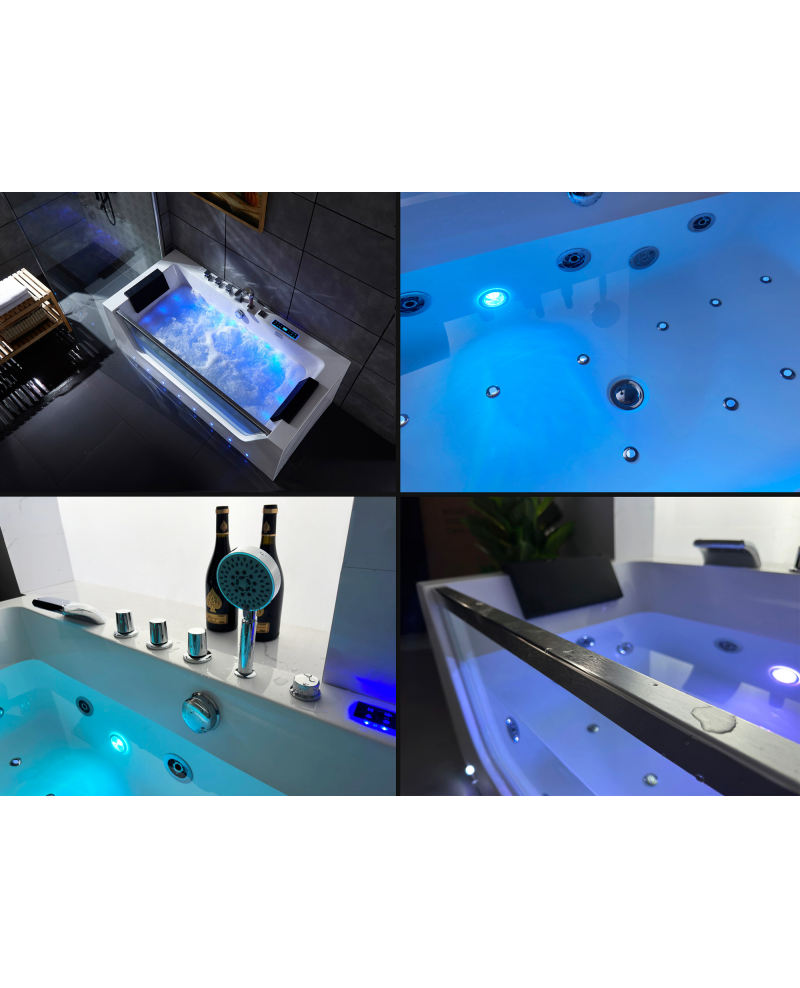 Vasca idromassaggio ful optional led ozono, riscaldatore 170x80x61cm Sicorage Airla