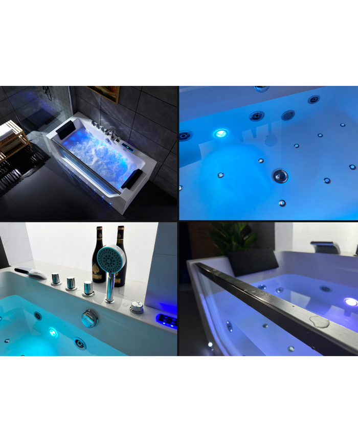 Vasca idromassaggio ful optional led ozono, riscaldatore 170x80x61cm Sicorage Airla