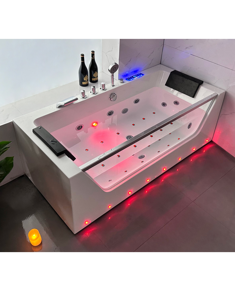 Vasca idromassaggio ful optional led ozono, riscaldatore 170x80x61cm Sicorage Airla