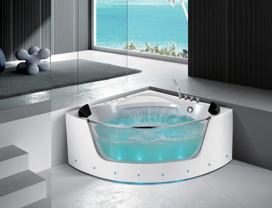 Vasca idromassaggio semicircolare vetro frontale riscaldatore full optional 150x150cm Sicorage Lopia