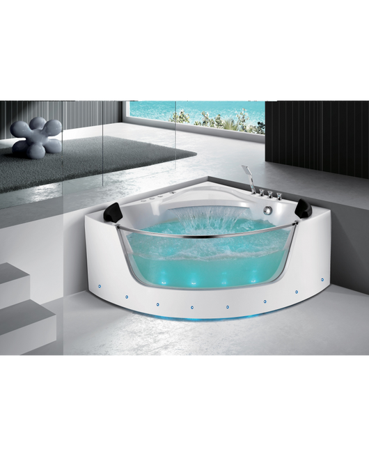 Vasca idromassaggio semicircolare vetro frontale riscaldatore full optional 150x150cm Sicorage Lopia