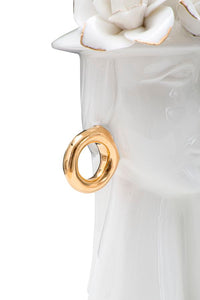 Vaso in ceramica bianca con decori oro 15x13,5x23,5cm Woman Elegant