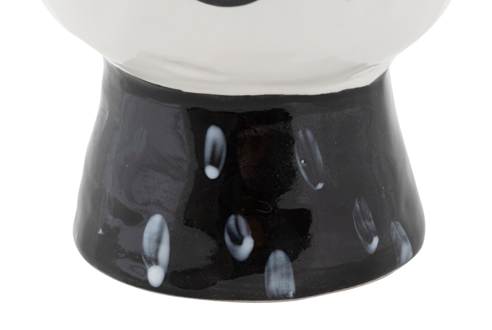 Vaso in porcellana bianco con disegno e base nero 14x18,2cm Pot Face