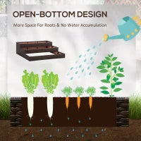 Orto Rialzato a 3 Livelli in Rattan Sintetico senza Fondo per Piante e Verdure, 120x120x40cm, Grigio