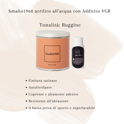 Smalto1968 base acqua vgr piastrelle ceramiche supporti difficili l 0.5 *** colore- ruggine, confezione 1