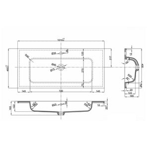 Lavabo ad incasso in mineral marmo 101x46 cm mobile composizione bagno *** confezione 1