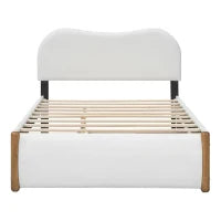 Letto imbottito 140x200 cm con letto estraibile, senza materasso, Bianco