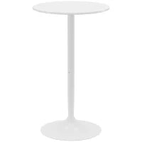 Tavolo da Bar Rotondo, Tavolo Bistrò, Tavolo da Cucina, Stile Contemporaneo, Piano Dipinto e Struttura in Acciaio, Bianco