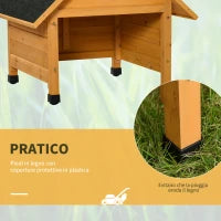 Casetta per Robot Tagliaerba in Legno con Piedini Rialzati Tetto Inclinato Impermeabile e anti-UV, Giallo, 75x76x70cm