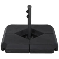Base per Ombrellone da Giardino in HDPE, Basamento per Ombrellone, Supporto per Ombrelloni 48mm, Riempibile con 60 kg di Acqua e 72 kg di Sabbia, 80x80x56cm, Nero