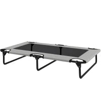 Letto per Cani Grandi Pieghevole con Tessuto a Rete da Interno ed Esterno, 107x61x20 cm, Grigio Chiaro