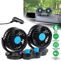 Ventilatore Portatile Da Viaggio Per Auto Camper Camion 12 Volt 2 VENTOLE T-517
