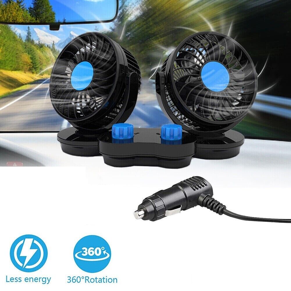 Ventilatore Portatile Da Viaggio Per Auto Camper Camion 12 Volt 2 VENTOLE T-517