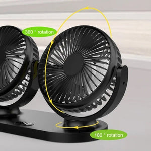 Ventilatore Portatile Da Viaggio Per Auto Camper Camion USB doppia ventola  X916