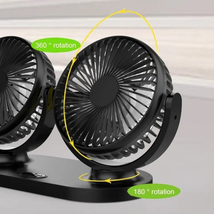 Ventilatore Portatile Da Viaggio Per Auto Camper Camion USB doppia ventola  X916