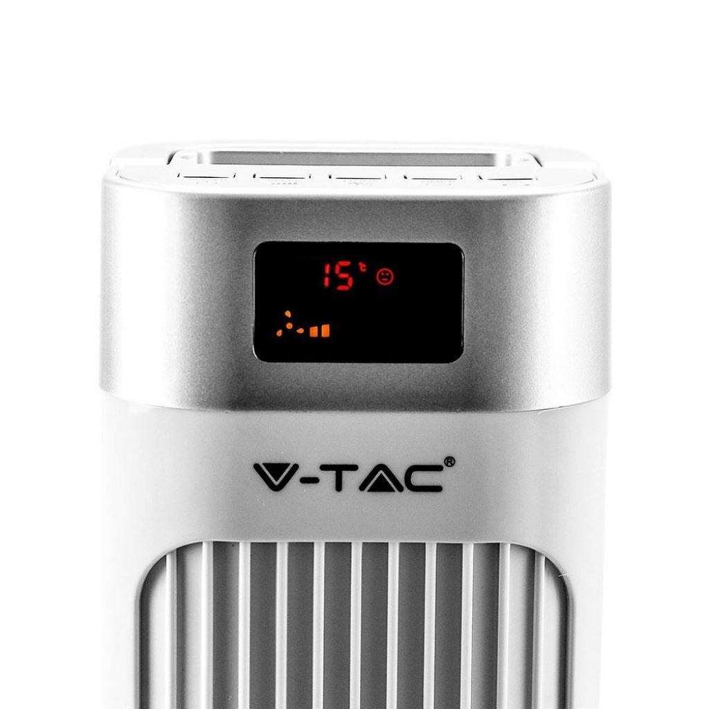 Ventilatore a Torre 55W con Display LED con Indicatore di Temperatura e Telecomando Colore Bianco 92cm