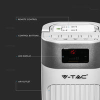 Ventilatore a Torre 55W con Display LED con Indicatore di Temperatura e Telecomando Colore Bianco 92cm