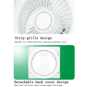 Ventola Aspirazione Bagno, Aspiratore Da Muro o Soffitto 200X200mm Foro 150mm Profondità 104mm 18W 230V 50Hz 155m³/h 35dB