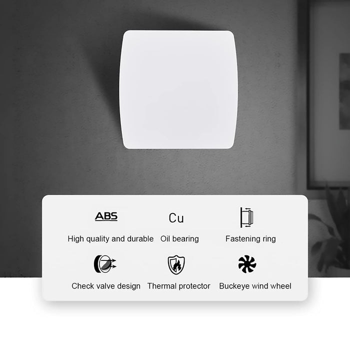 Ventola Aspirazione Bagno,Aspiratore Da Muro o Soffitto Con Coperchio 212X208mm Foro 150mm Profondità 70mm 25W 230V 50Hz 155m³/h 35dB