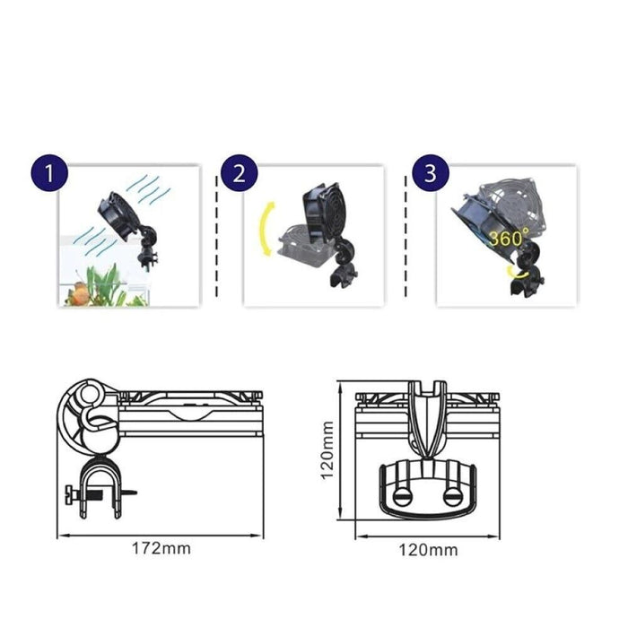 Ventola raffreddamento per acquario ventilatore orientabile 220V 15W 120MM FS120