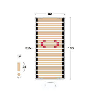 Rete Venus Manuale 80X190 26 doghe anti cigolio, 2 snodi, alzata indipendente, sospensioni SEBS, aggancio angolare |100% MADE IN ITALY - DISPOSITIVO MEDICO C1 DETRAIBILE 19%|
