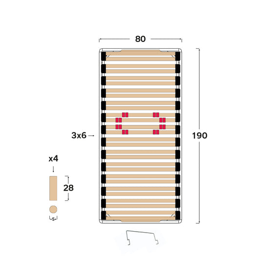 Rete Venus Manuale 80X190 26 doghe anti cigolio, 2 snodi, alzata indipendente, sospensioni SEBS, aggancio angolare |100% MADE IN ITALY - DISPOSITIVO MEDICO C1 DETRAIBILE 19%|
