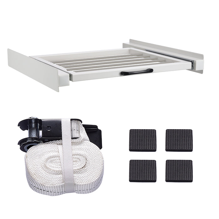 Kit di Sovrapposizione per Lavatrice e Asciugatrice Collegamento Universale con Piano Estraibile Porta Asciugamani