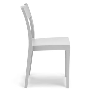 Set 4 sedie in polipropilene VESTA, impilabile, resistente ai raggi UV, design moderno, ideale per sala da pranzo, cucina, sala d’attesa, bar, ristoranti o giardino, colore Bianco