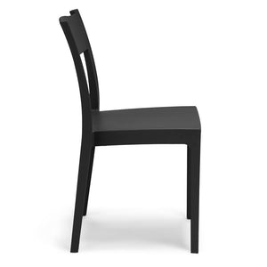 Set 4 sedie in polipropilene VESTA, impilabile, resistente ai raggi UV, design moderno, ideale per sala da pranzo, cucina, sala d’attesa, bar, ristoranti o giardino, colore Ghisa