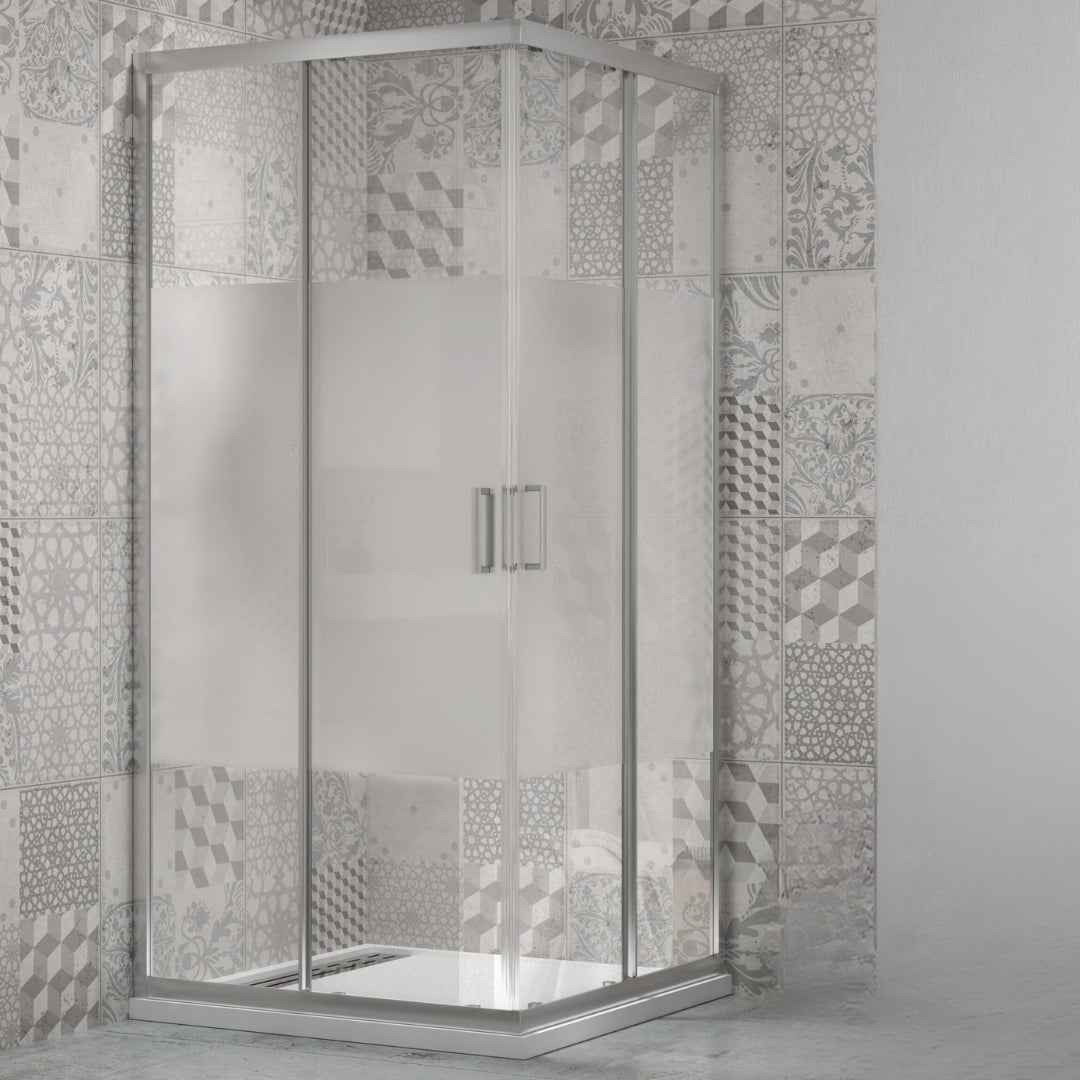 Box doccia angolare con ante scorrevoli profilo cromato 4 millimetri acidato serigrafato *** misure 70x90x190h cm reg...