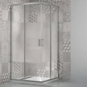 Box doccia angolare con ante scorrevoli profilo cromato 4 millimetri acidato serigrafato *** misure 70x90x190h cm reg...