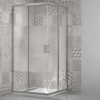 Box doccia angolare con ante scorrevoli profilo cromato 4 millimetri acidato serigrafato *** misure 80x120x190h cm re...
